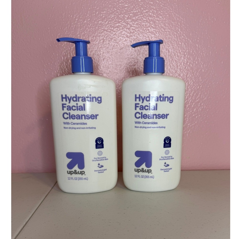 Lot of 2 Up&Up Hydrating Facial Cleanser with Ceramides for Dry Skin 12 fl oz
